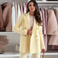 Tailleur Femme 2 Pièces Jaune Citron – Blazer Élégant Manches Longues & Pantalon Droit Taille Haute Printemps 2025 | F-laglam.