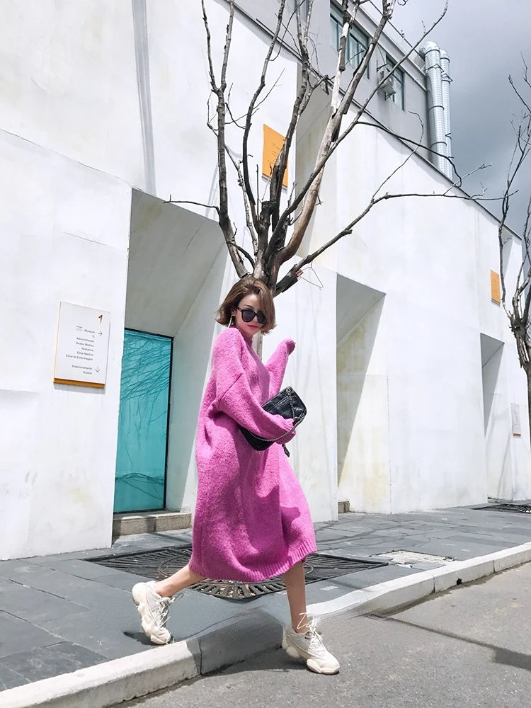 Robe Pull Longue Femme – Tricot Épais Vintage Oversize Chaud pour Automne & Hiver | F-laglam