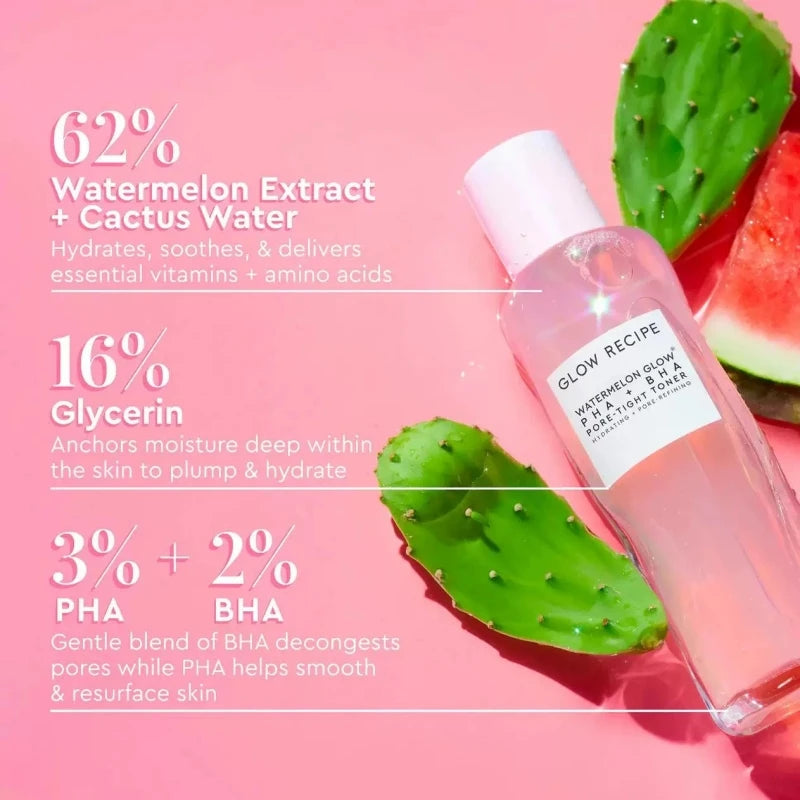 Tonique Visage Pastèque PHA + BHA 150ml – Soin Coréen, Réducteur de Pores, Acide Hyaluronique, Exfoliant Doux Raffermissant