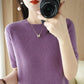 Pull Femme Slim à Manches Courtes – Tricot Col Rond Léger Printemps Été 2025 |