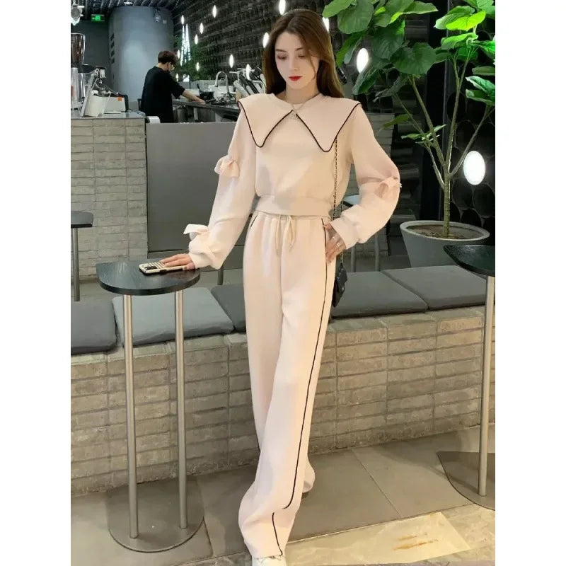 Ensemble femme automne/hiver 2025– sweat élégant et pantalon patte d’éléphant