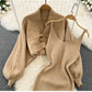 Ensemble Femme 2 Pièces – Cardigan Tricoté à Lacets & Robe Camisole, Style Chinois Moderne Élégant |