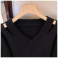 Pull Femme Loose Col V – Tricot Doux Uni Style Basique Automne.