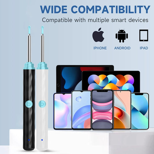 Nettoyeur d’oreilles avec caméra 1080P, 5 cuillères à cérumen, outil rechargeable de retrait du cérumen"