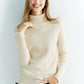 Pull Femme en Laine Mérinos 100 % – Col Roulé Tricoté Cachemire Automne Hiver.