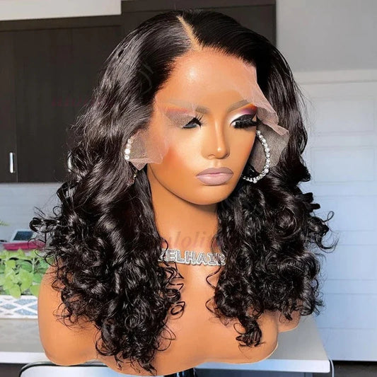 Perruque lace front 13x4 ondulée bouclée – cheveux humains 250% densité sans colle