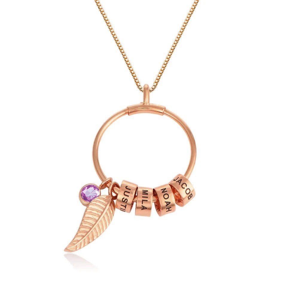 Birthday Stone Circular Bead Stainless Steel Necklace.
