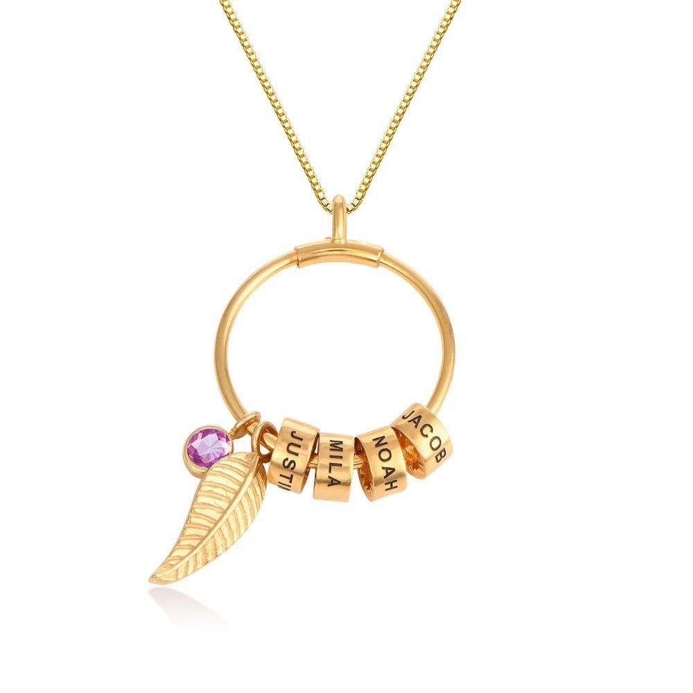 Birthday Stone Circular Bead Stainless Steel Necklace.