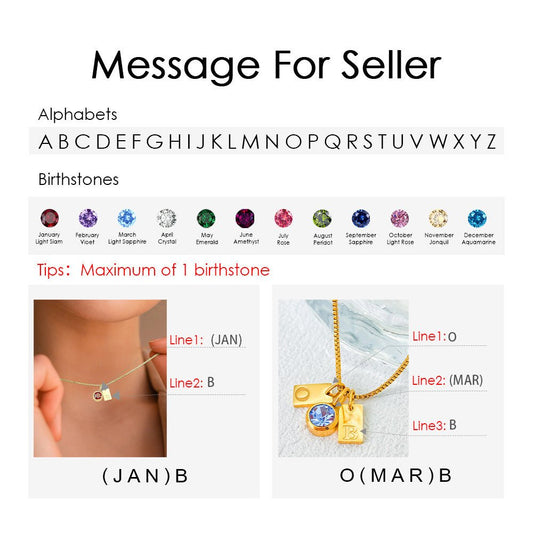 Birthstone Accessories Stainless Steel Plated 26 English Letter Pendant Necklace.