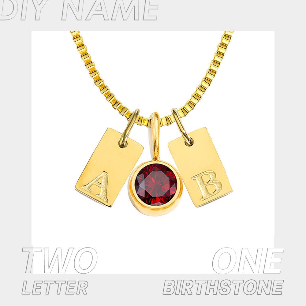 Birthstone Accessories Stainless Steel Plated 26 English Letter Pendant Necklace.