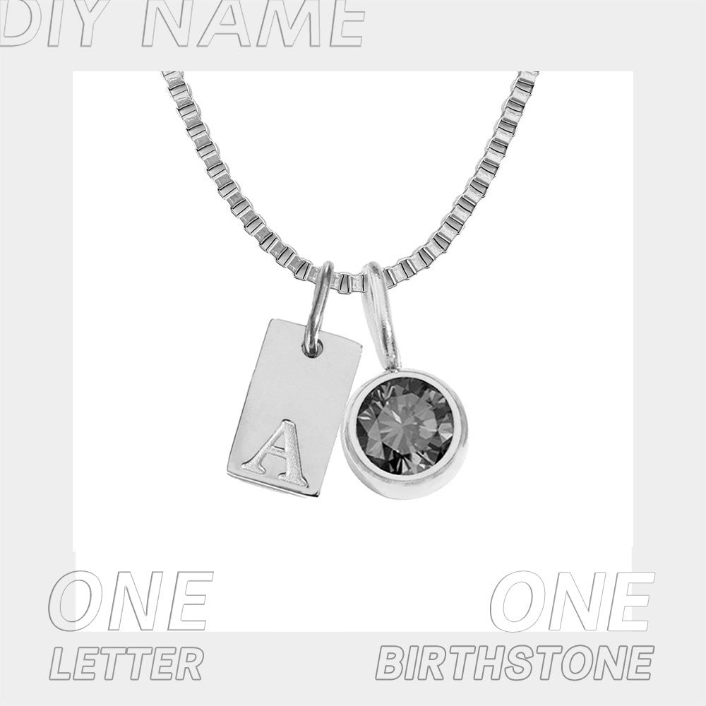 Birthstone Accessories Stainless Steel Plated 26 English Letter Pendant Necklace.