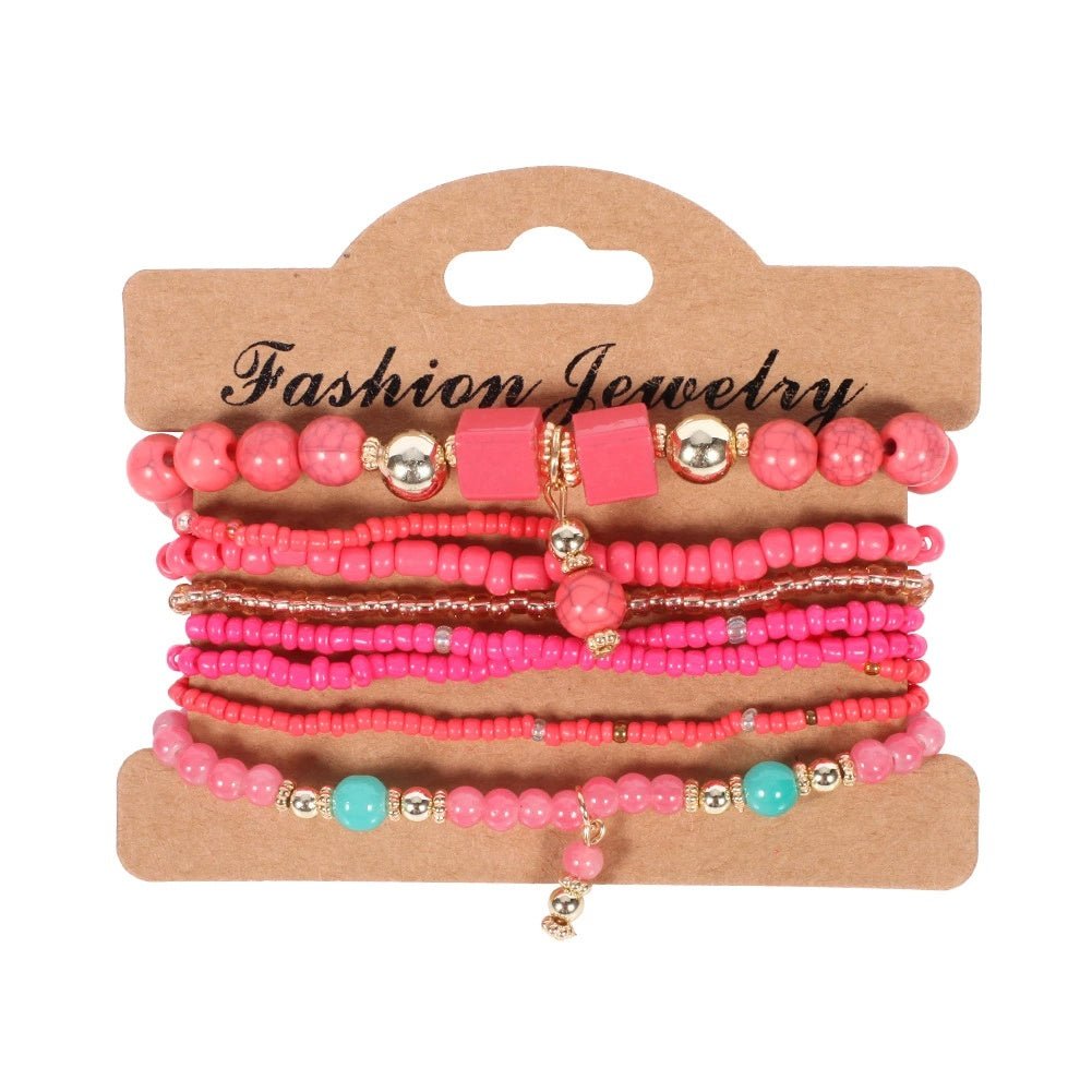 Bohemian Handmade Beads Bracelet Set For Women Summer Colorful Beaded Chain Bangle Men Boho Jewelry Accessories Stone Beads Chain Handmade Bangle Female Fashion Party Jewelry Gift.