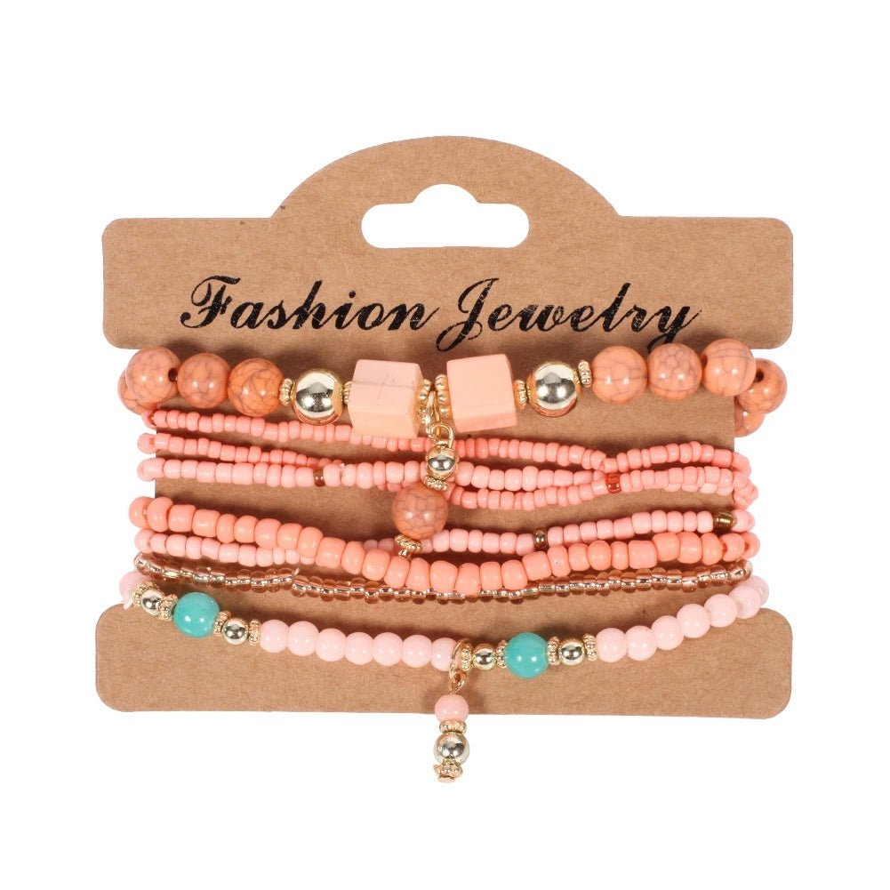 Bohemian Handmade Beads Bracelet Set For Women Summer Colorful Beaded Chain Bangle Men Boho Jewelry Accessories Stone Beads Chain Handmade Bangle Female Fashion Party Jewelry Gift.