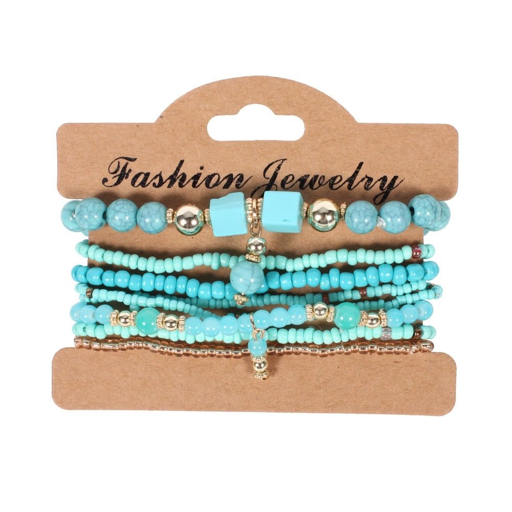 Bohemian Handmade Beads Bracelet Set For Women Summer Colorful Beaded Chain Bangle Men Boho Jewelry Accessories Stone Beads Chain Handmade Bangle Female Fashion Party Jewelry Gift.