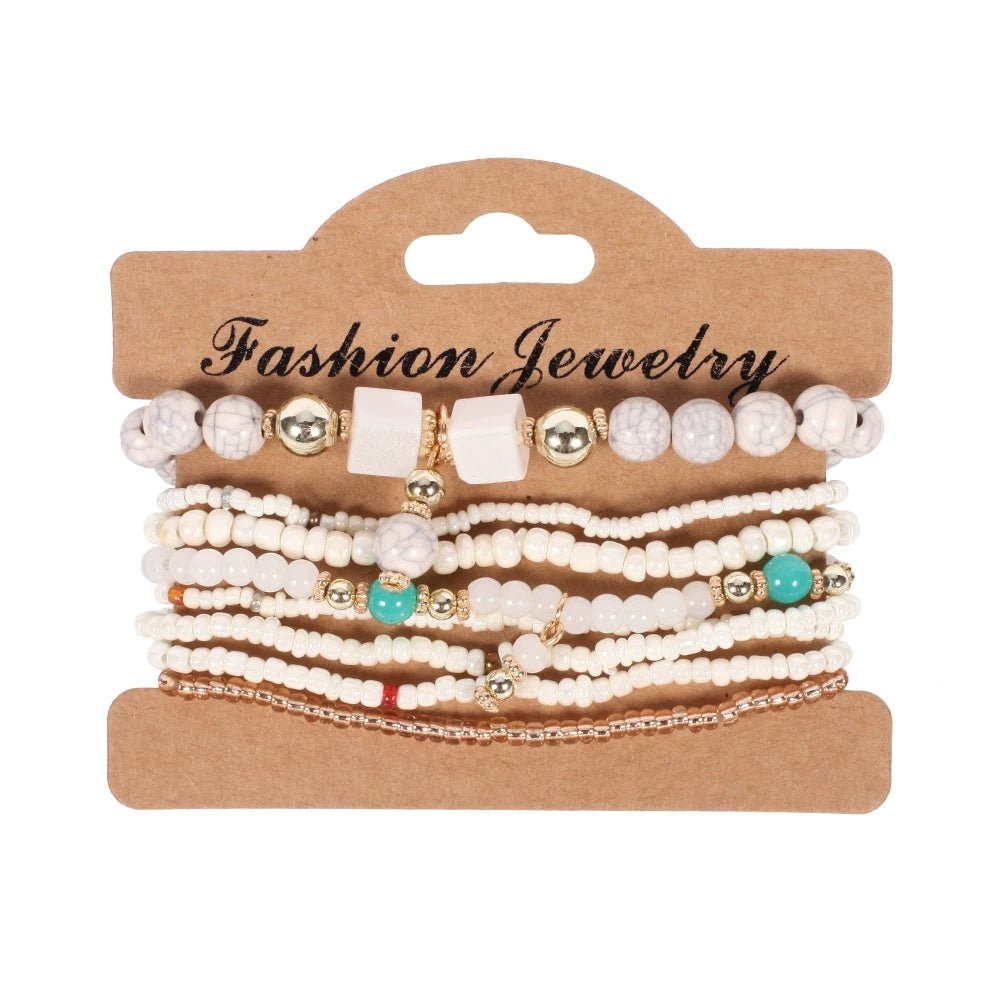 Bohemian Handmade Beads Bracelet Set For Women Summer Colorful Beaded Chain Bangle Men Boho Jewelry Accessories Stone Beads Chain Handmade Bangle Female Fashion Party Jewelry Gift.