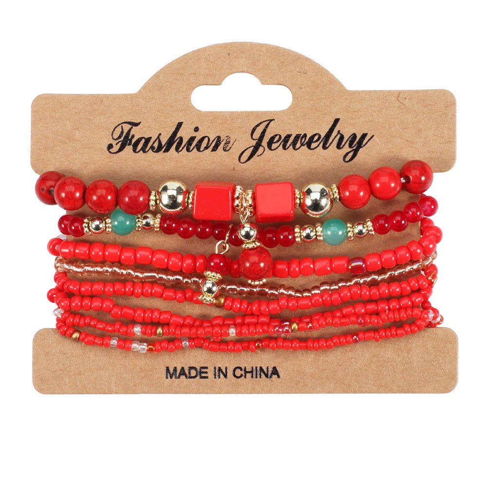 Bohemian Handmade Beads Bracelet Set For Women Summer Colorful Beaded Chain Bangle Men Boho Jewelry Accessories Stone Beads Chain Handmade Bangle Female Fashion Party Jewelry Gift.
