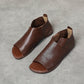 British Genuine Leather Slip On Peep Toe Sandals Flat.