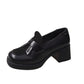 British Style Women's Women's Thick Heel Brown Leather Shoes.