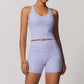Brushed Tight Back Yoga Suit Stretch High Waist Workout Clothes.