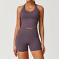 Brushed Tight Back Yoga Suit Stretch High Waist Workout Clothes.