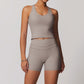 Brushed Tight Back Yoga Suit Stretch High Waist Workout Clothes.