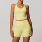 Brushed Tight Back Yoga Suit Stretch High Waist Workout Clothes.