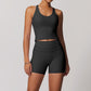 Brushed Tight Back Yoga Suit Stretch High Waist Workout Clothes.