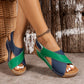 Colorblock-crossed  Wedges Sandals Summer Fashion Fish Mouth Platform Roman Shoes For Women.