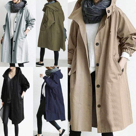 Women Windbreaker Jacket Casual Loose Button Pockets Hooded Quick Dry Windproof Waterproof Clothes For Outdoor Hiking Camping.