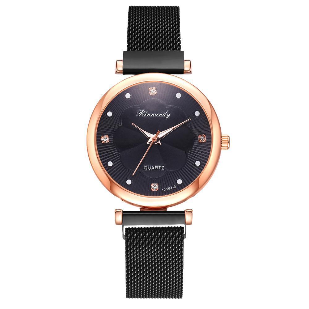 Casual Flower Dial Alloy Mesh Strap Quartz Watch.