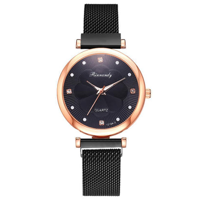 Casual Flower Dial Alloy Mesh Strap Quartz Watch.