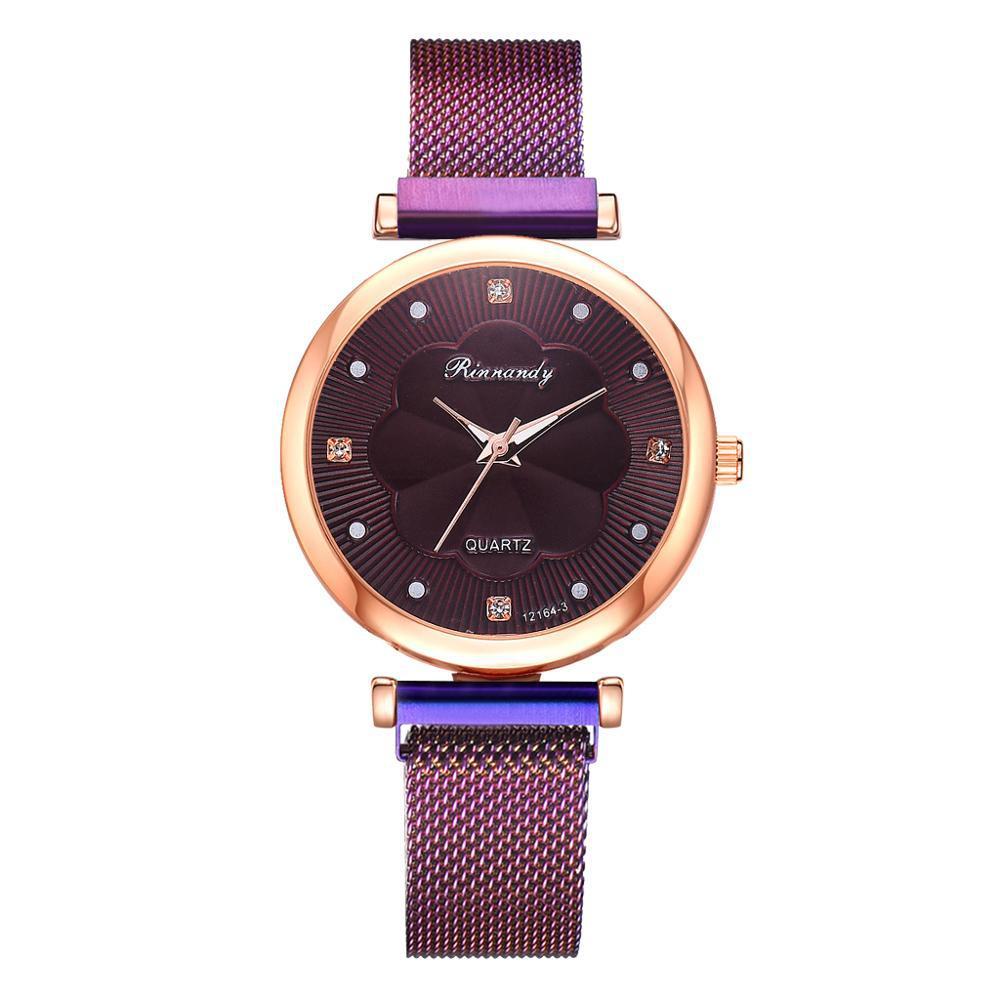 Casual Flower Dial Alloy Mesh Strap Quartz Watch.