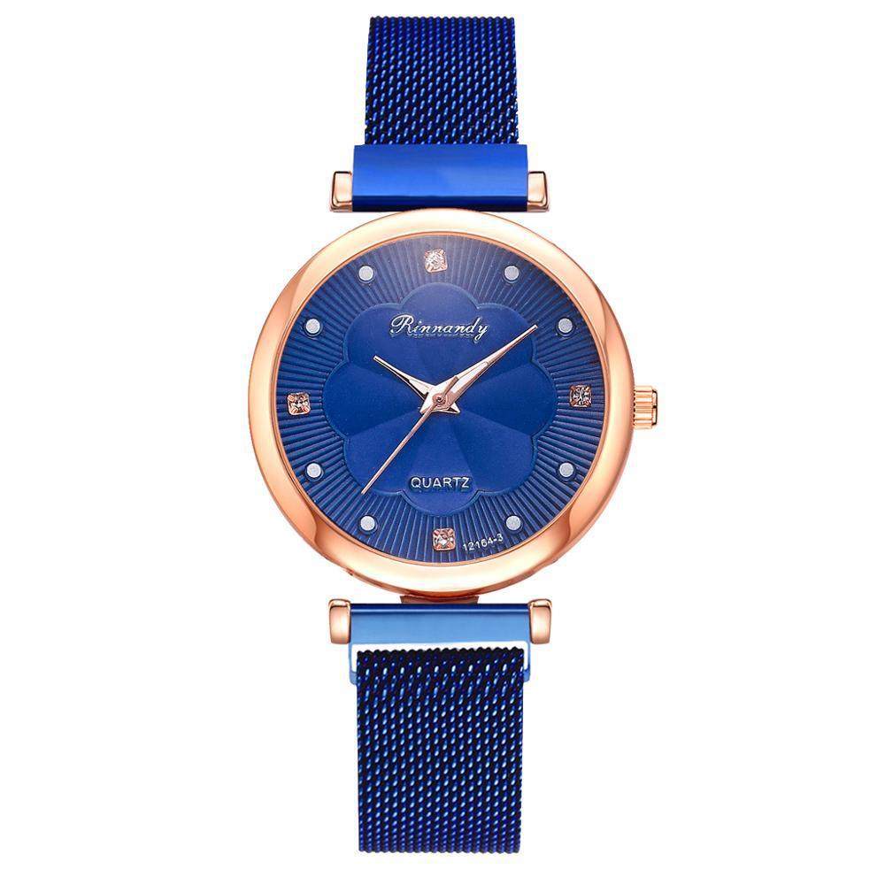 Casual Flower Dial Alloy Mesh Strap Quartz Watch.
