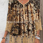 Casual Lace Printed Lace Button Top.