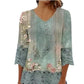 Casual Lace Printed Lace Button Top.