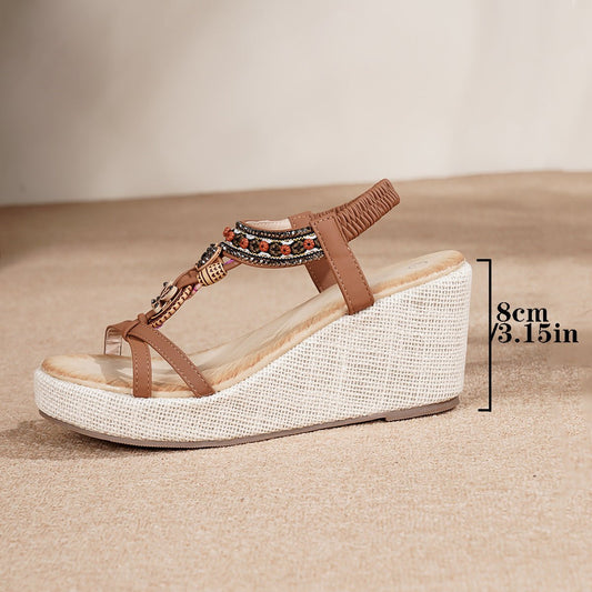 Casual Versatile Beach Wedge Sandals For Outerwear.