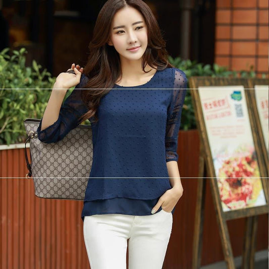 Causal Blusa Chemise Femme Plus.