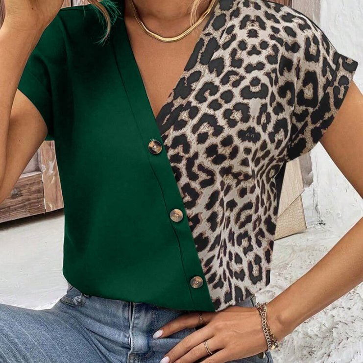 Chemise  Pour Femmes Col En V Avec  Et Manches Chauve-souris.