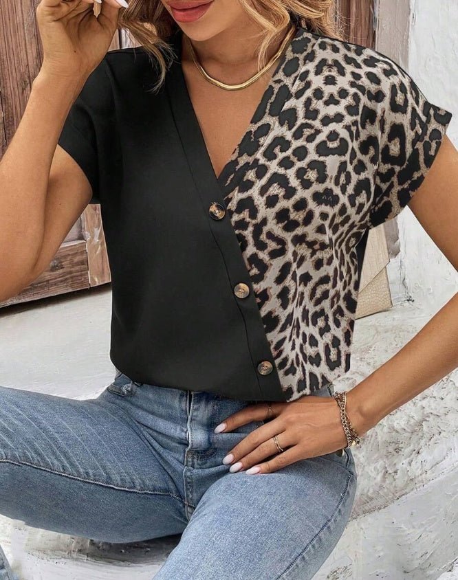 Chemise  Pour Femmes Col En V Avec  Et Manches Chauve-souris.