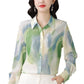 Chinese Ink Painting Style Printed Faux Silk Shirt.