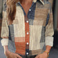 Color Block Button Print Long Sleeve Casual Retro Shirt.