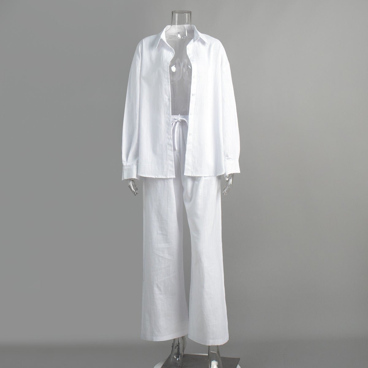 Cotton Shirt Trousers Suit Loose Long Sleeve.