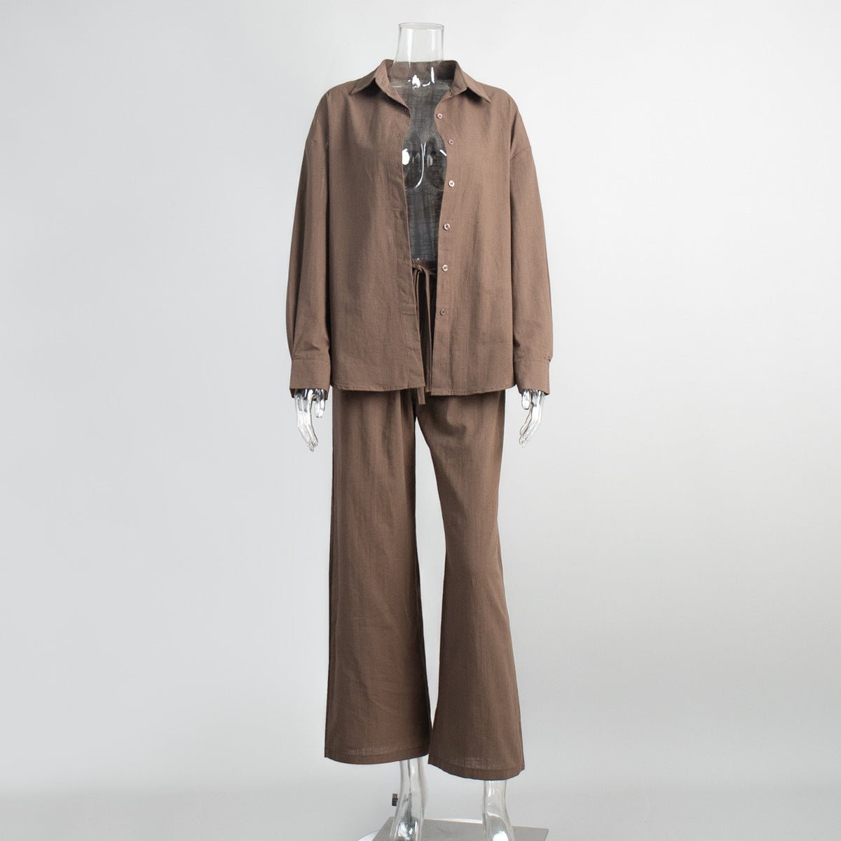 Cotton Shirt Trousers Suit Loose Long Sleeve.