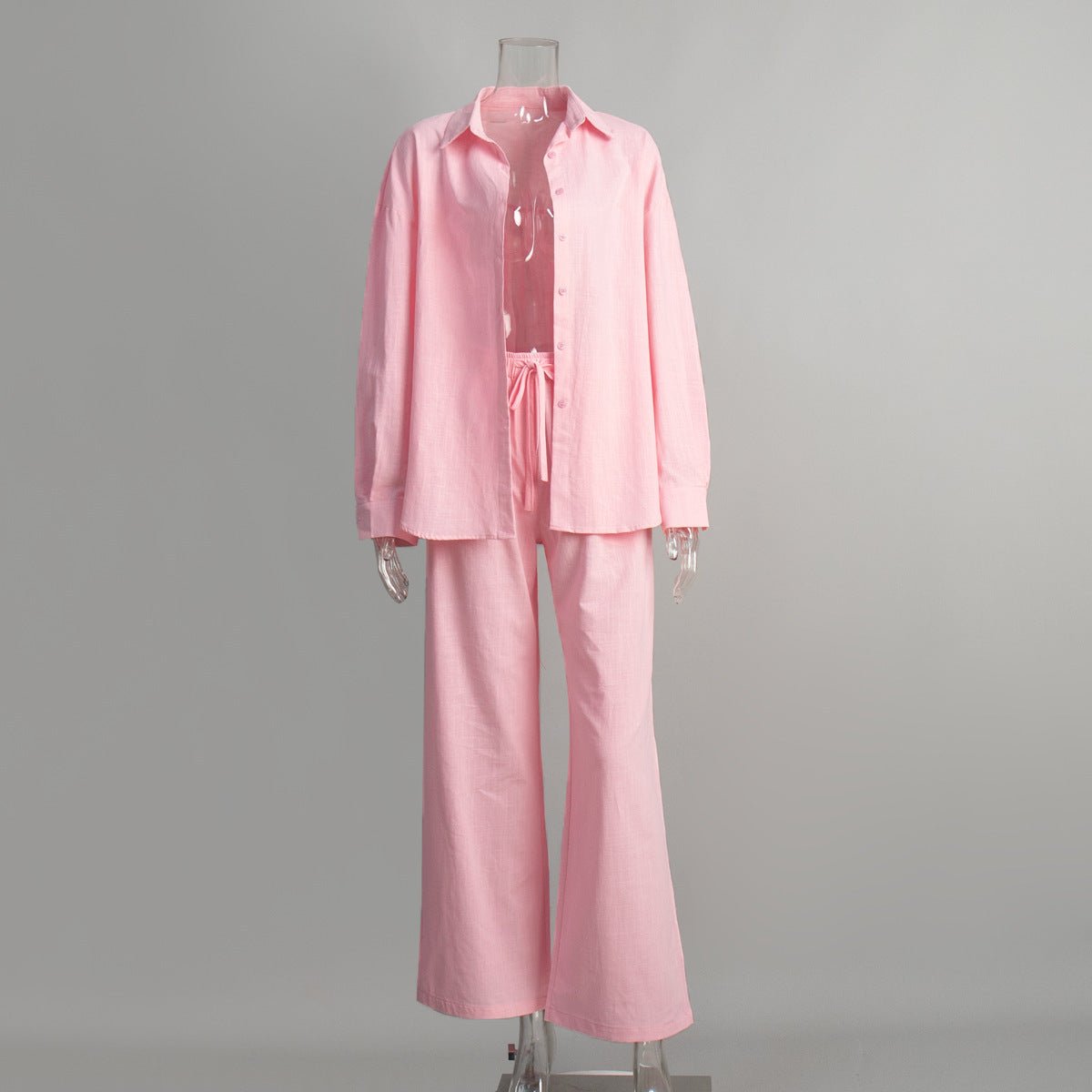 Cotton Shirt Trousers Suit Loose Long Sleeve.