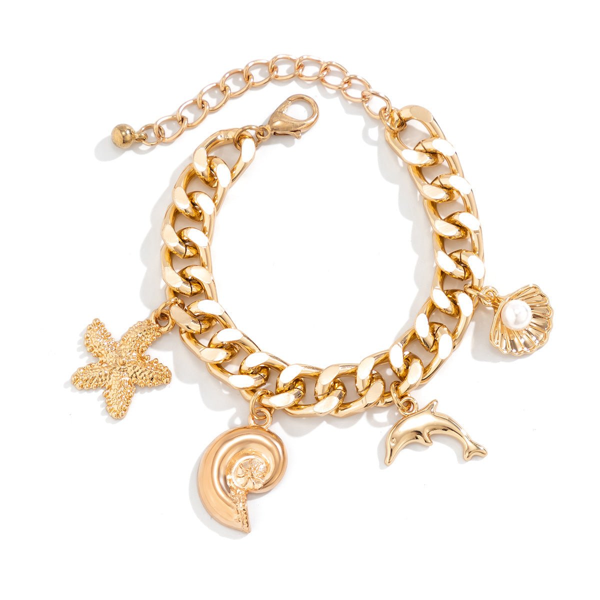 Creative Boho Conch Dolphin Starfish Pendant Choker Necklace Bracelets Women Trendy Vintage Tassel Chain Grunge Jewelry Fashion Jewelry.