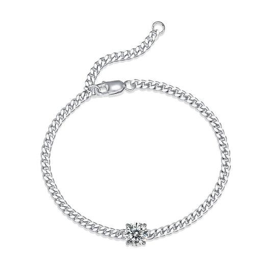 Cuban Luxury Fashion Set Mosan Diamond Silver Jewelry Comparable To Natural Diamond Bracelet.