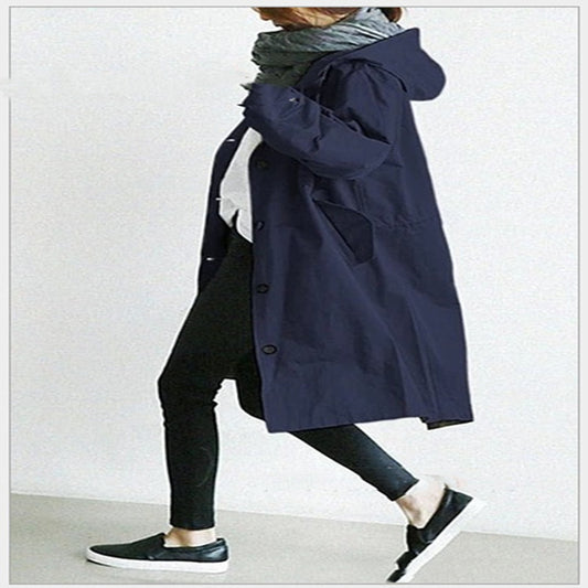 Women Windbreaker Jacket Casual Loose Button Pockets Hooded Quick Dry Windproof Waterproof Clothes For Outdoor Hiking Camping.