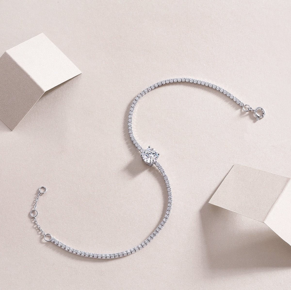 Dawn Dew Beads Luxury Fashion Mossan Diamond Silver Jewelry Comparable To Natural Diamond Bracelet.