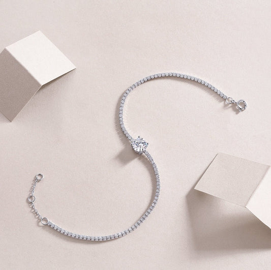 Dawn Dew Beads Luxury Fashion Mossan Diamond Silver Jewelry Comparable To Natural Diamond Bracelet.