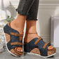 Ins Buckle Wedges Sandals Summer Fish Mouth Thick High Heel Slides Slippers Outdoor Fashion Beach Roman Shoes For Women.